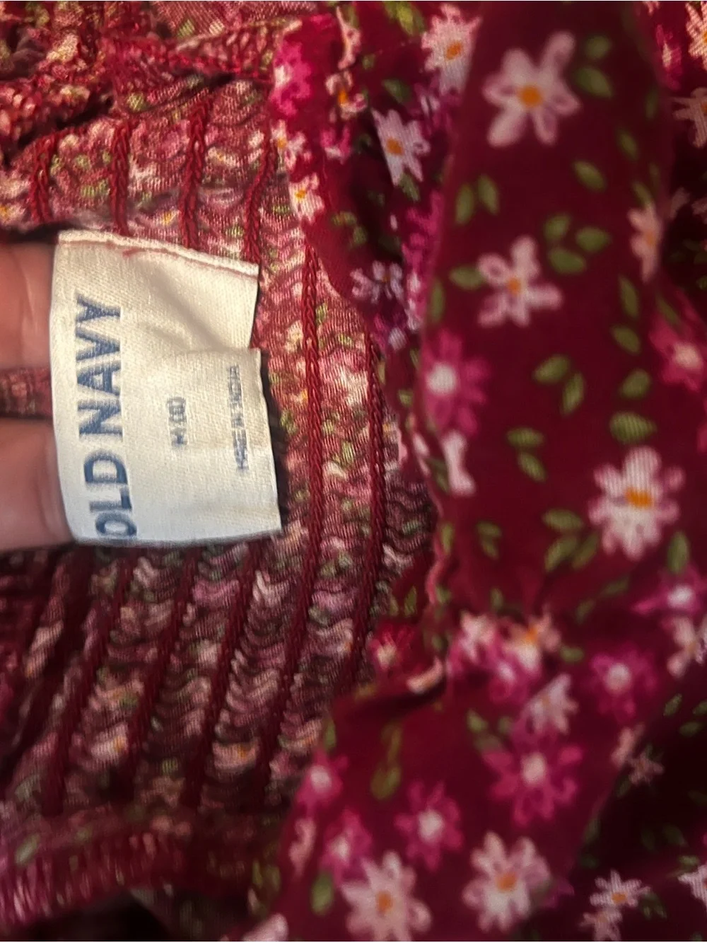 Old Navy Burgundy Floral Smocked romper Size 8